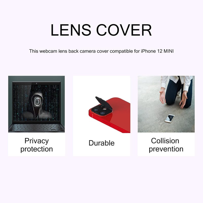 EYSOFT Phone Camera Lens Cover Compatible for iPhone 12 Mini,Camera Lens Protector to Protect Your Privacy and Security, Strong Adhesive,2 Pack - Image 3